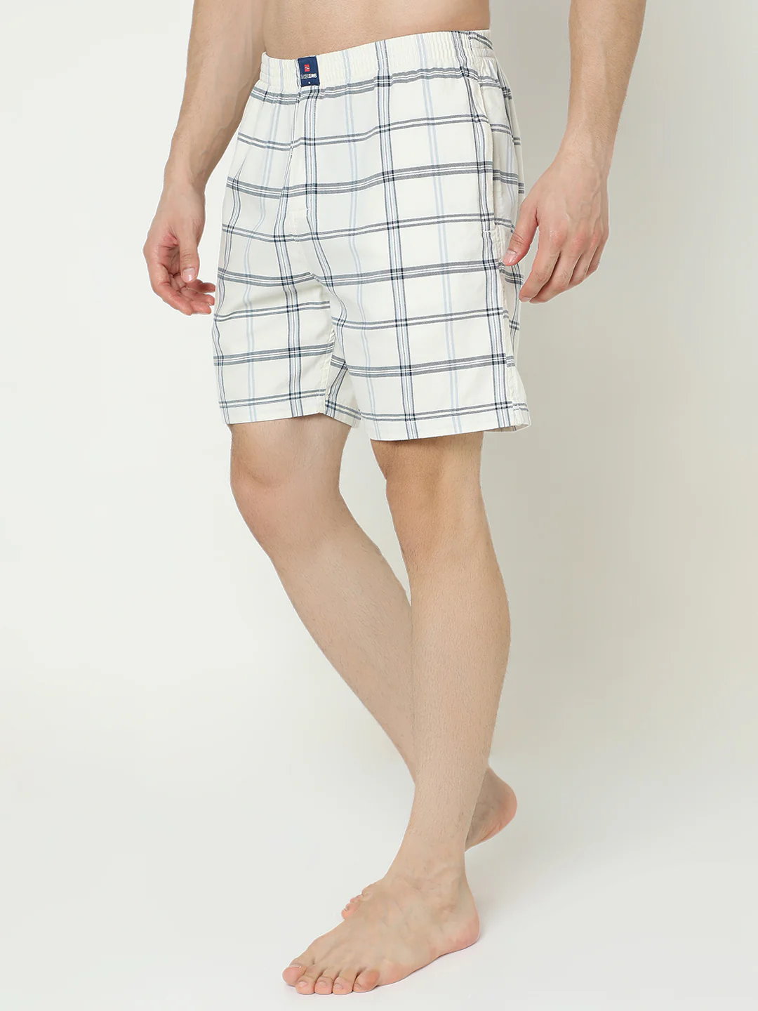 Underjeans Cotton Off White Checks Boxers - Image 3