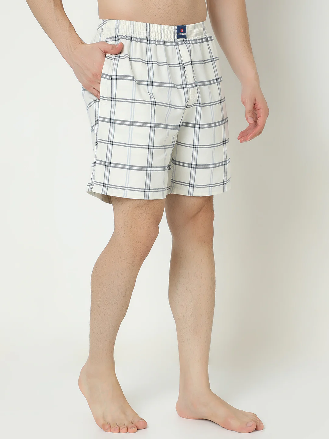 Underjeans Cotton Off White Checks Boxers - Image 4