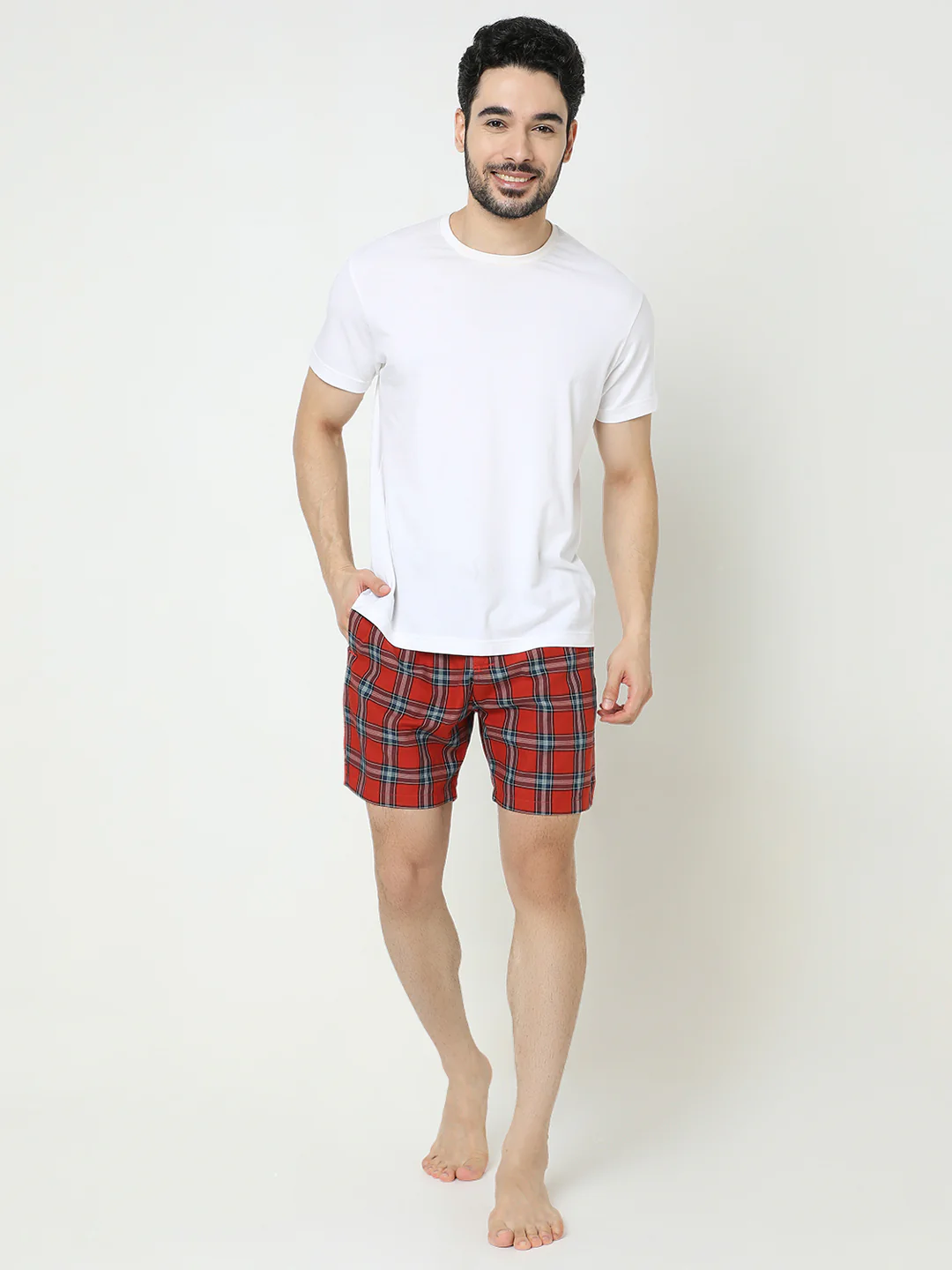 Underjeans Cotton Brunt Orange Checks Boxers