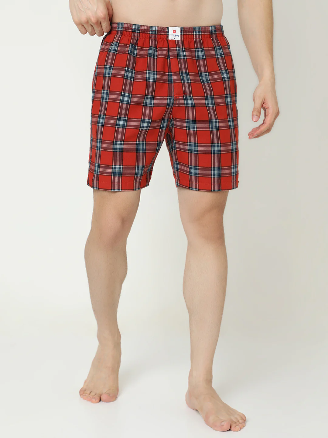 Underjeans Cotton Brunt Orange Checks Boxers - Image 2