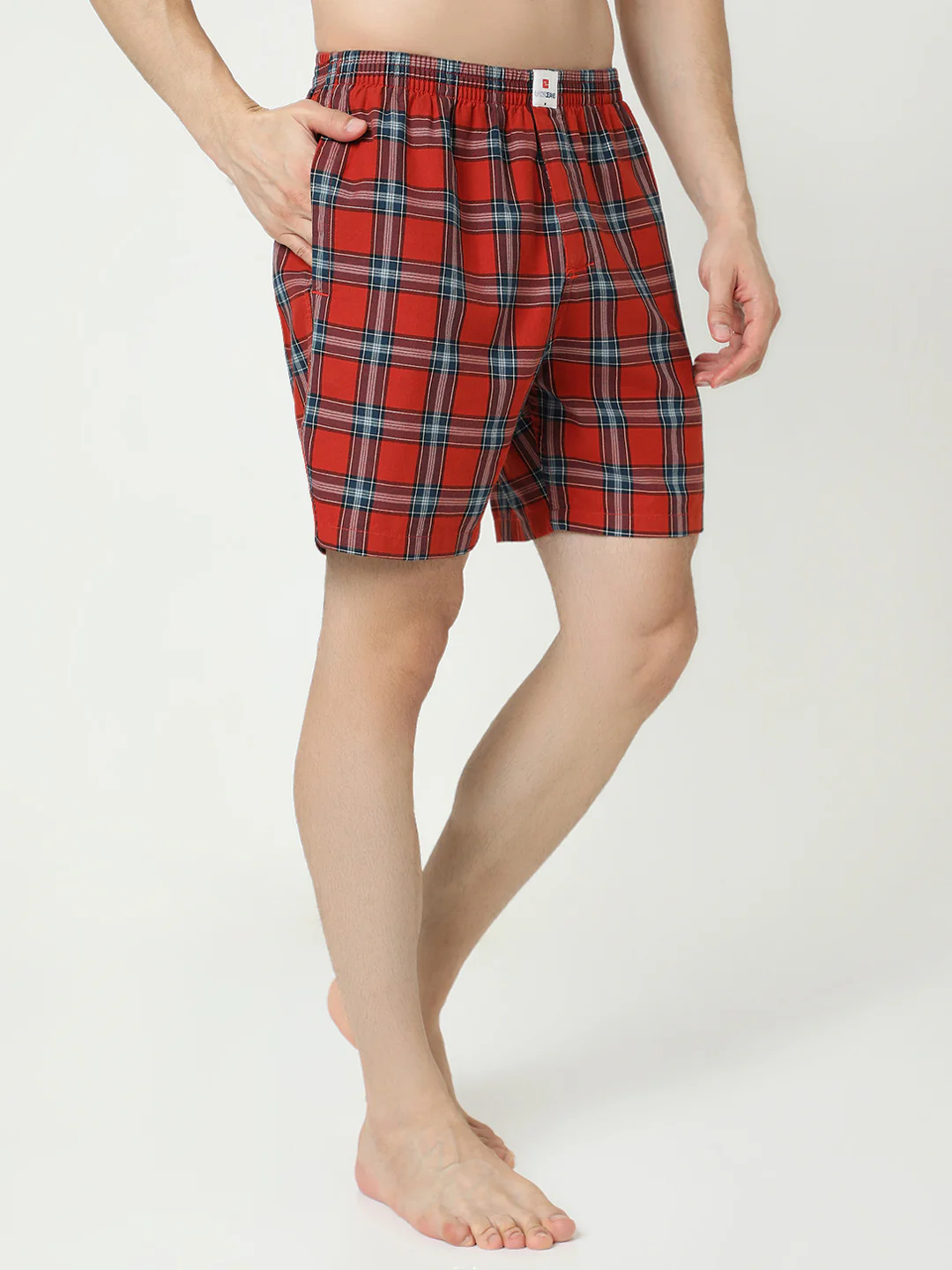 Underjeans Cotton Brunt Orange Checks Boxers - Image 4