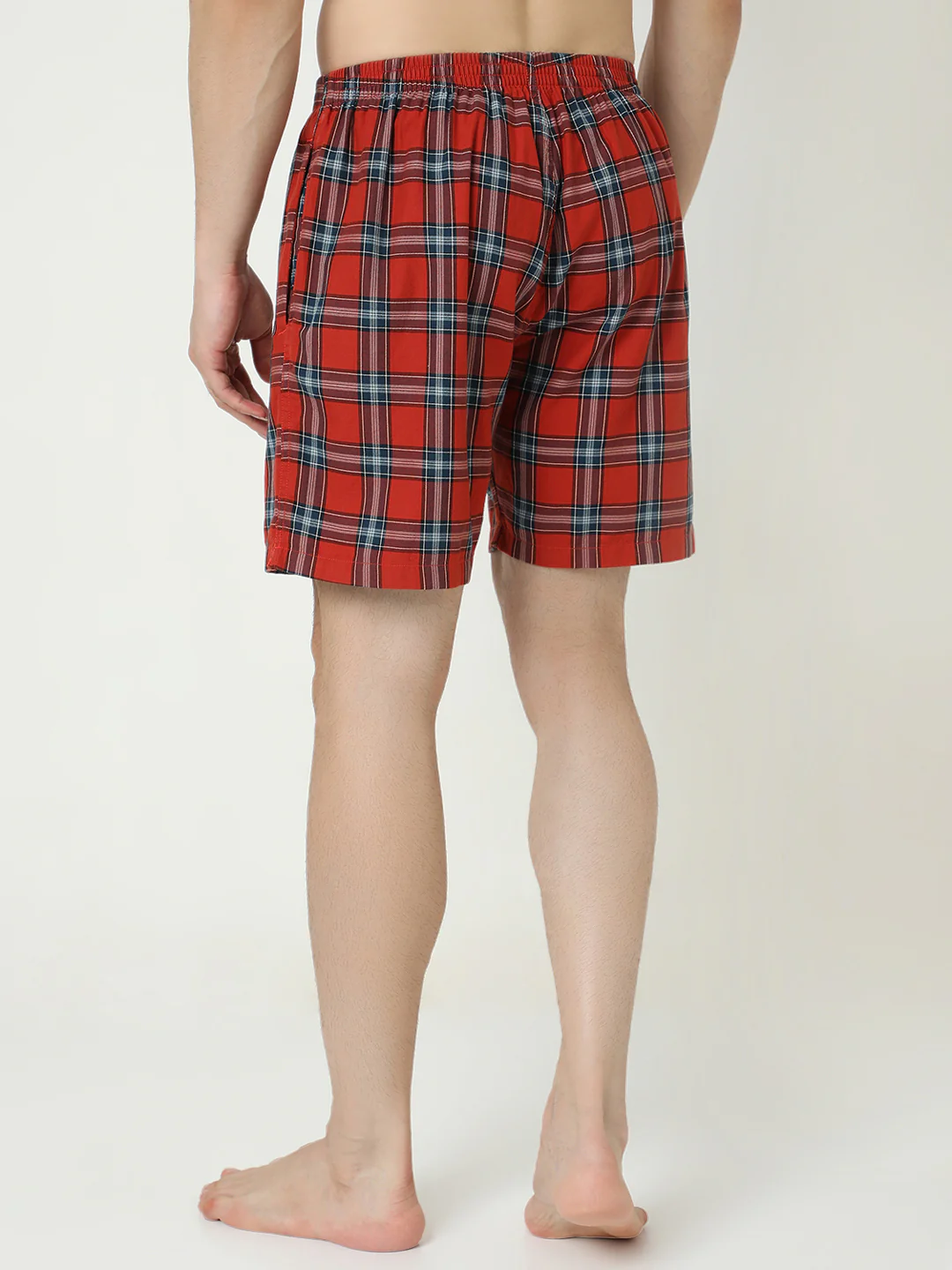 Underjeans Cotton Brunt Orange Checks Boxers - Image 5