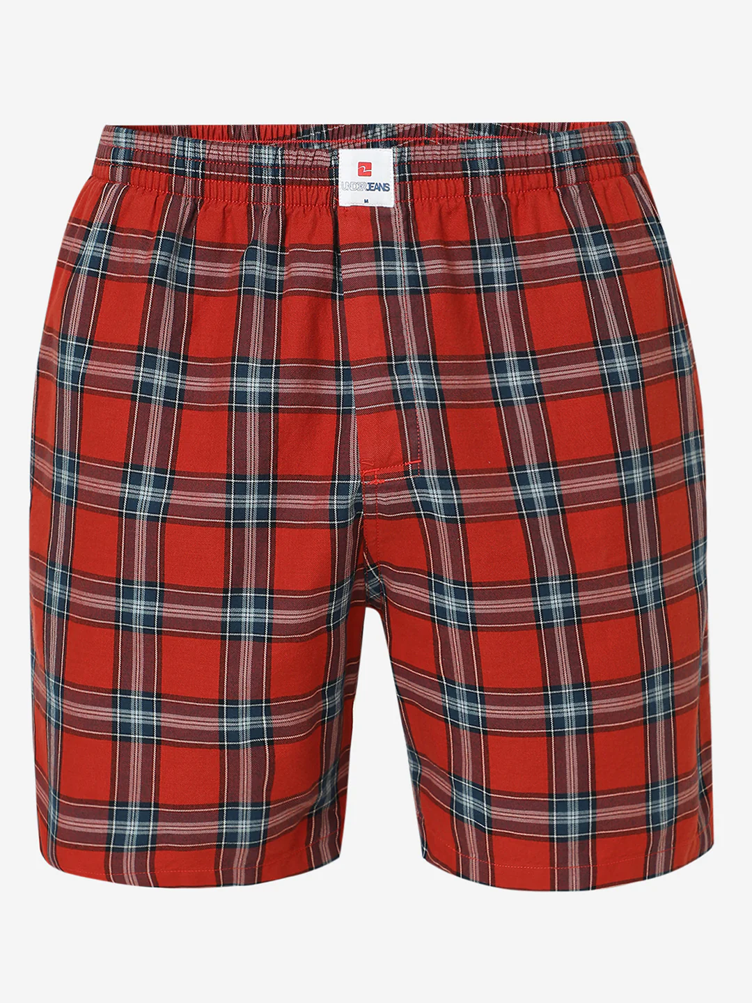 Underjeans Cotton Brunt Orange Checks Boxers - Image 7