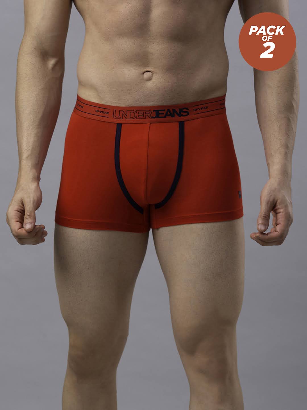 Underjeans Pack Of 2 Cotton Blend Red Trunks