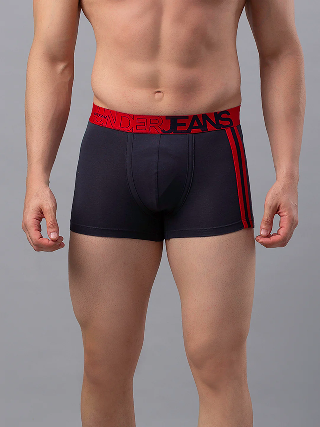 Underjeans Grey-Red Cotton Blend Trunk - Image 2
