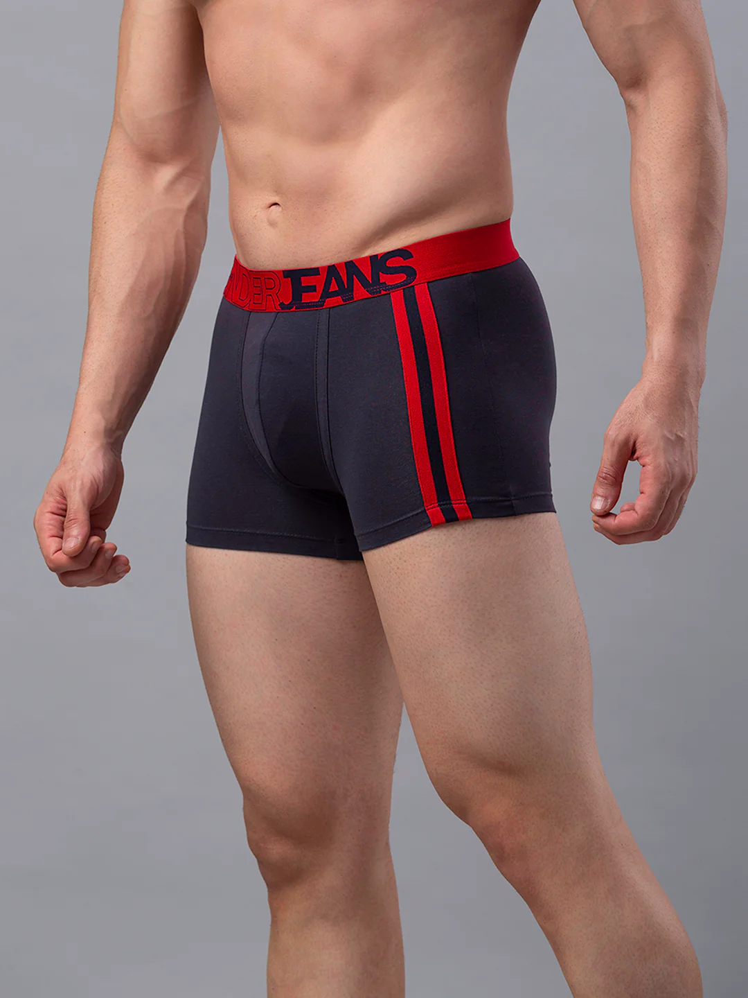 Underjeans Grey-Red Cotton Blend Trunk - Image 4