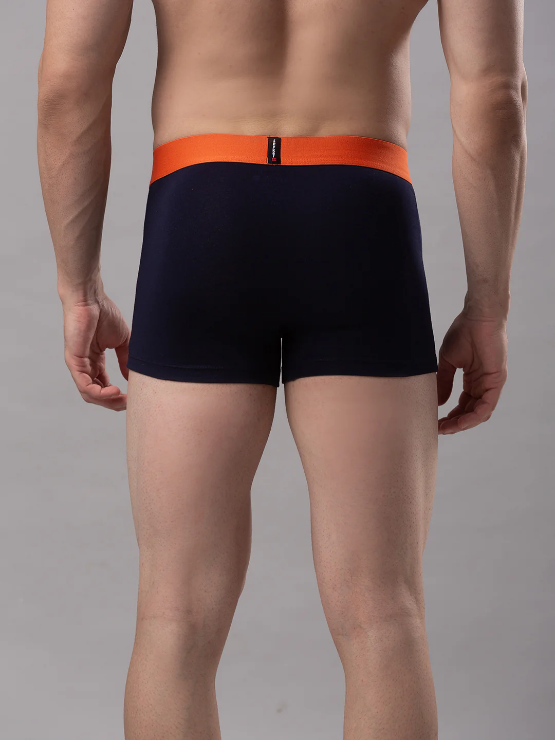 Underjeans Navy-Orange Cotton Blend Trunk - Image 3