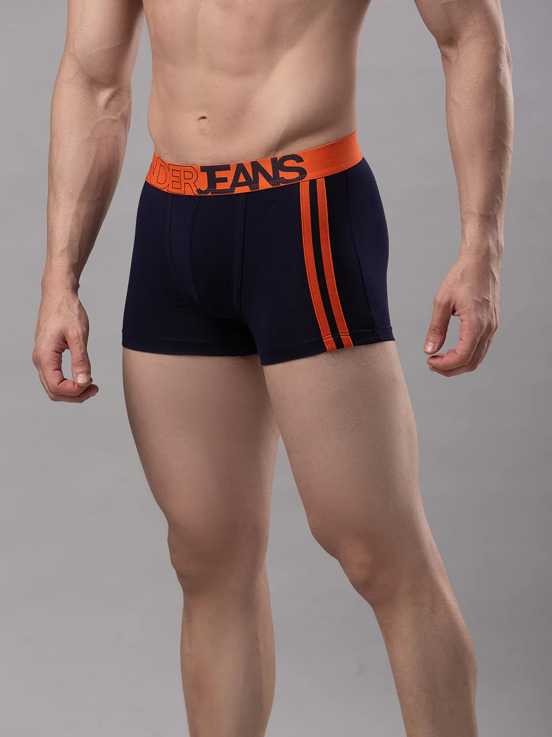 Underjeans Navy-Orange Cotton Blend Trunk - Image 4