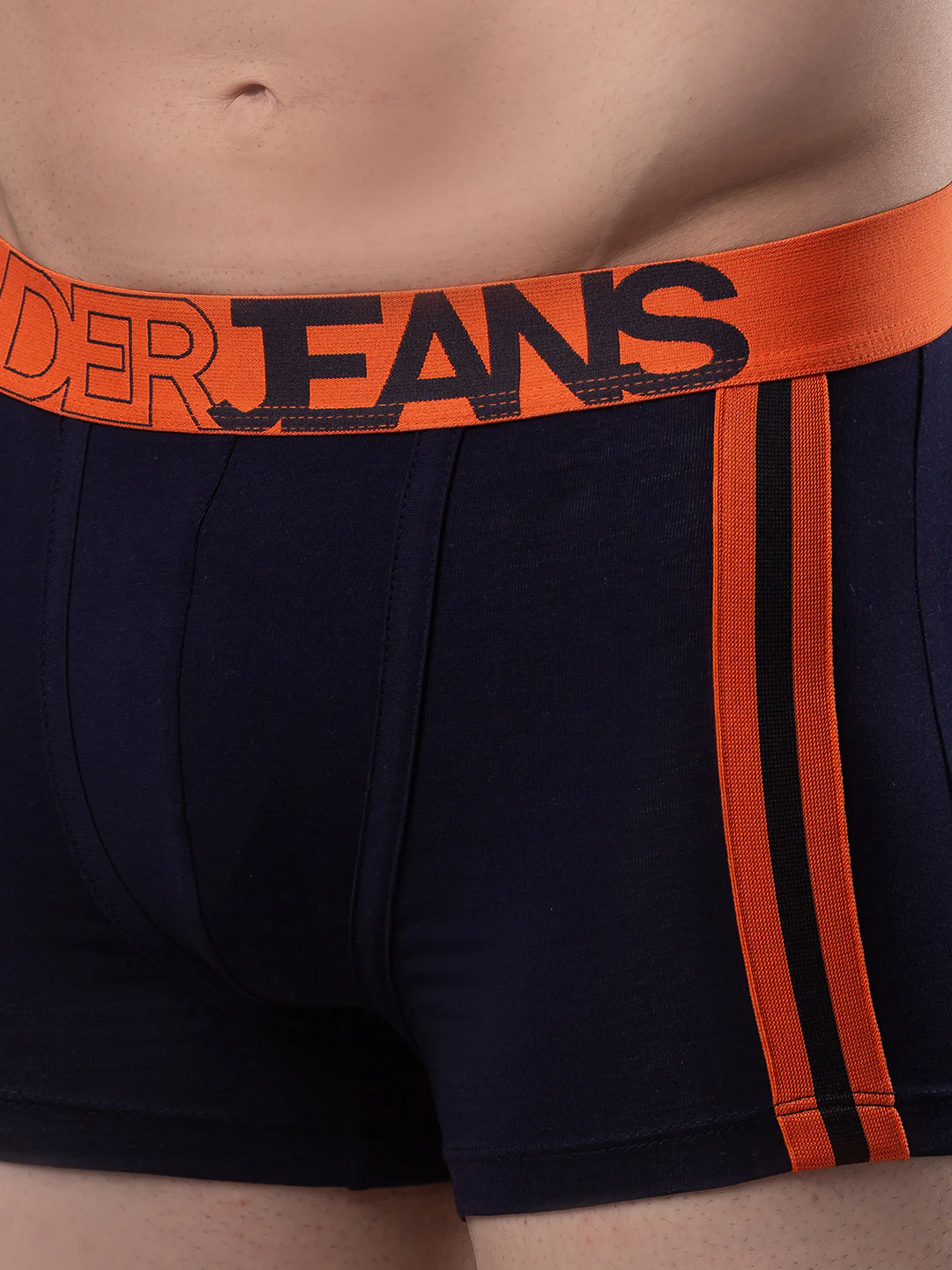 Underjeans Navy-Orange Cotton Blend Trunk - Image 5