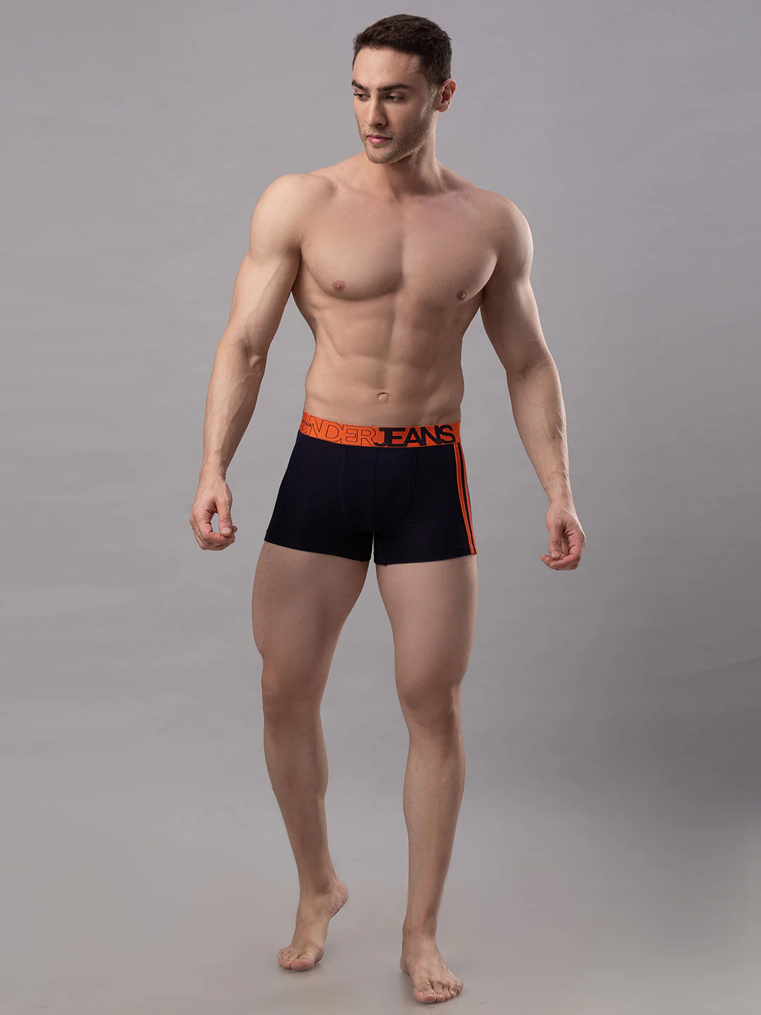 Underjeans Navy-Orange Cotton Blend Trunk - Image 6