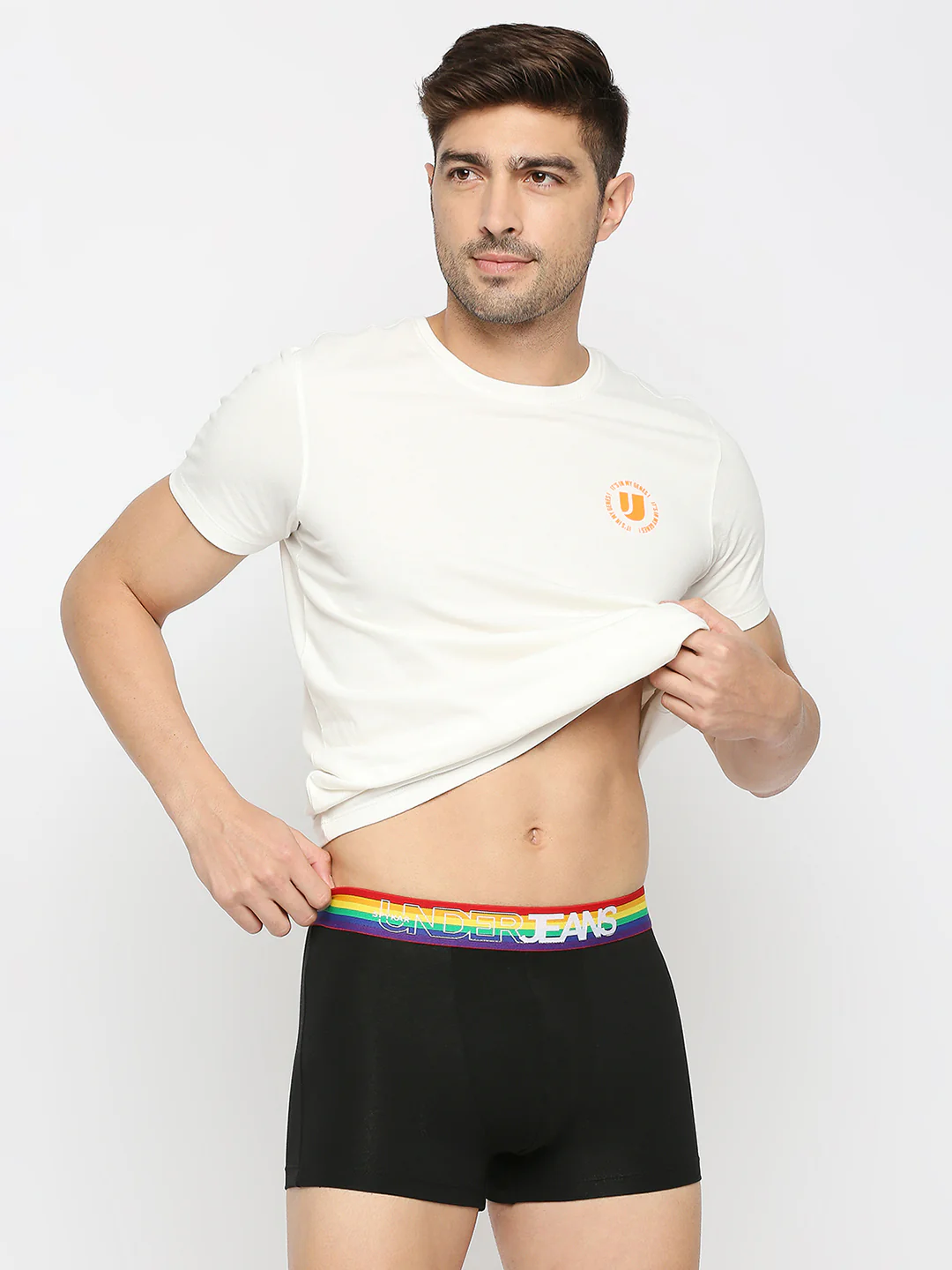 Underjeans Black Cotton Blend Trunk Underjeans