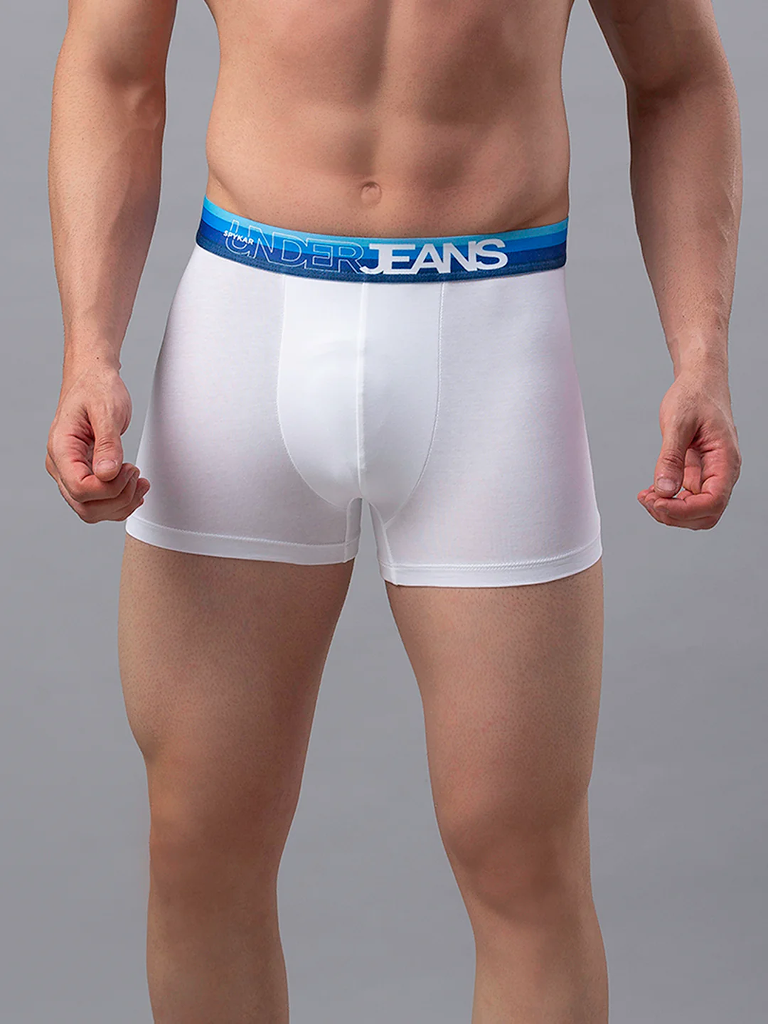 Underjeans White-Blue Cotton Blend Trunk - Image 2