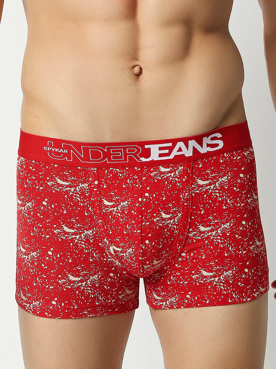 Underjeans Red Cotton Blend Regular Fit Trunk