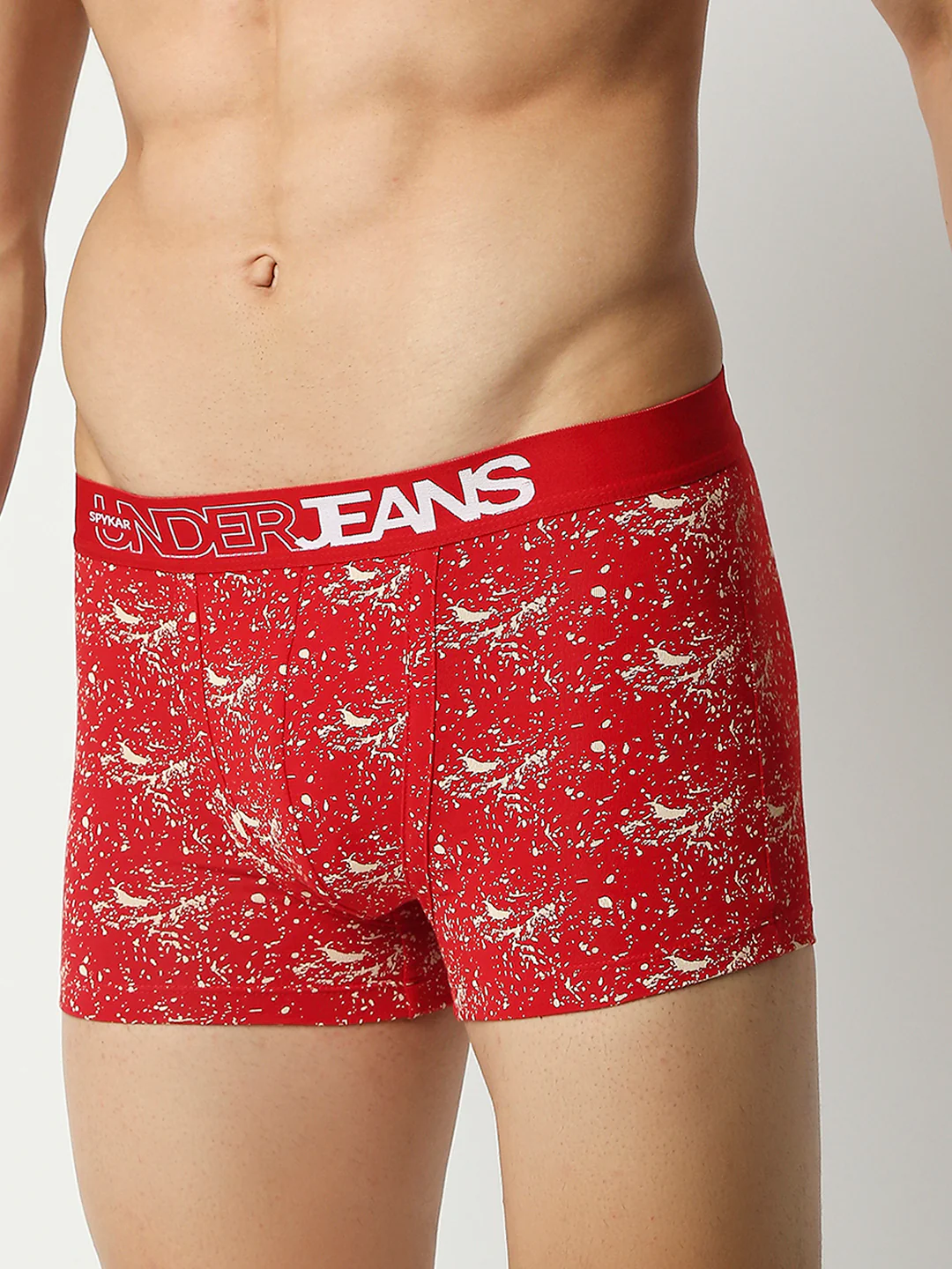 Underjeans Red Cotton Blend Regular Fit Trunk - Image 2