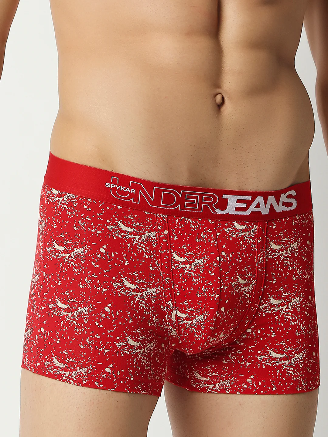 Underjeans Red Cotton Blend Regular Fit Trunk - Image 3