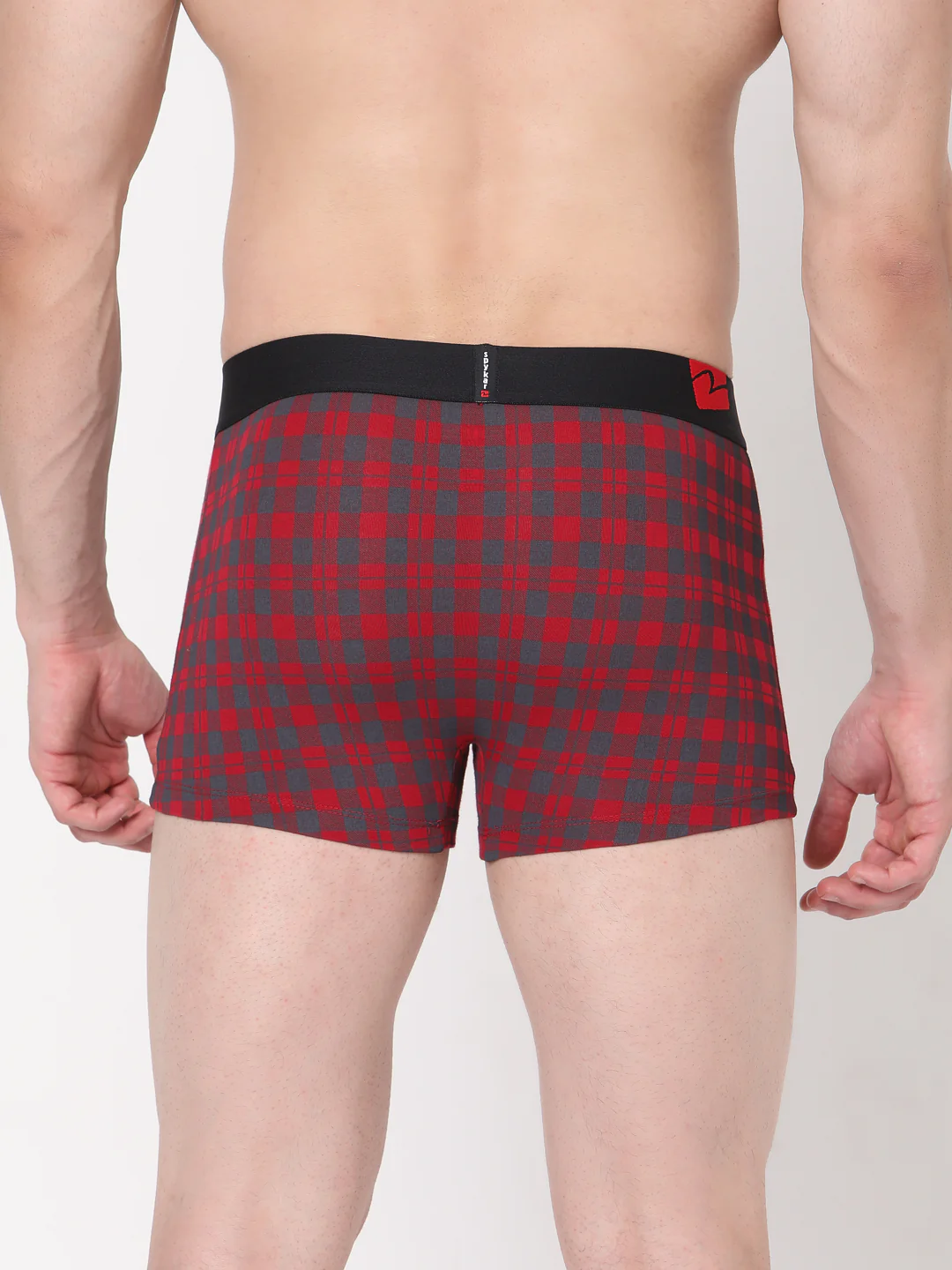 Underjeans Maroon-Check Cotton Blend Trunk - Image 5