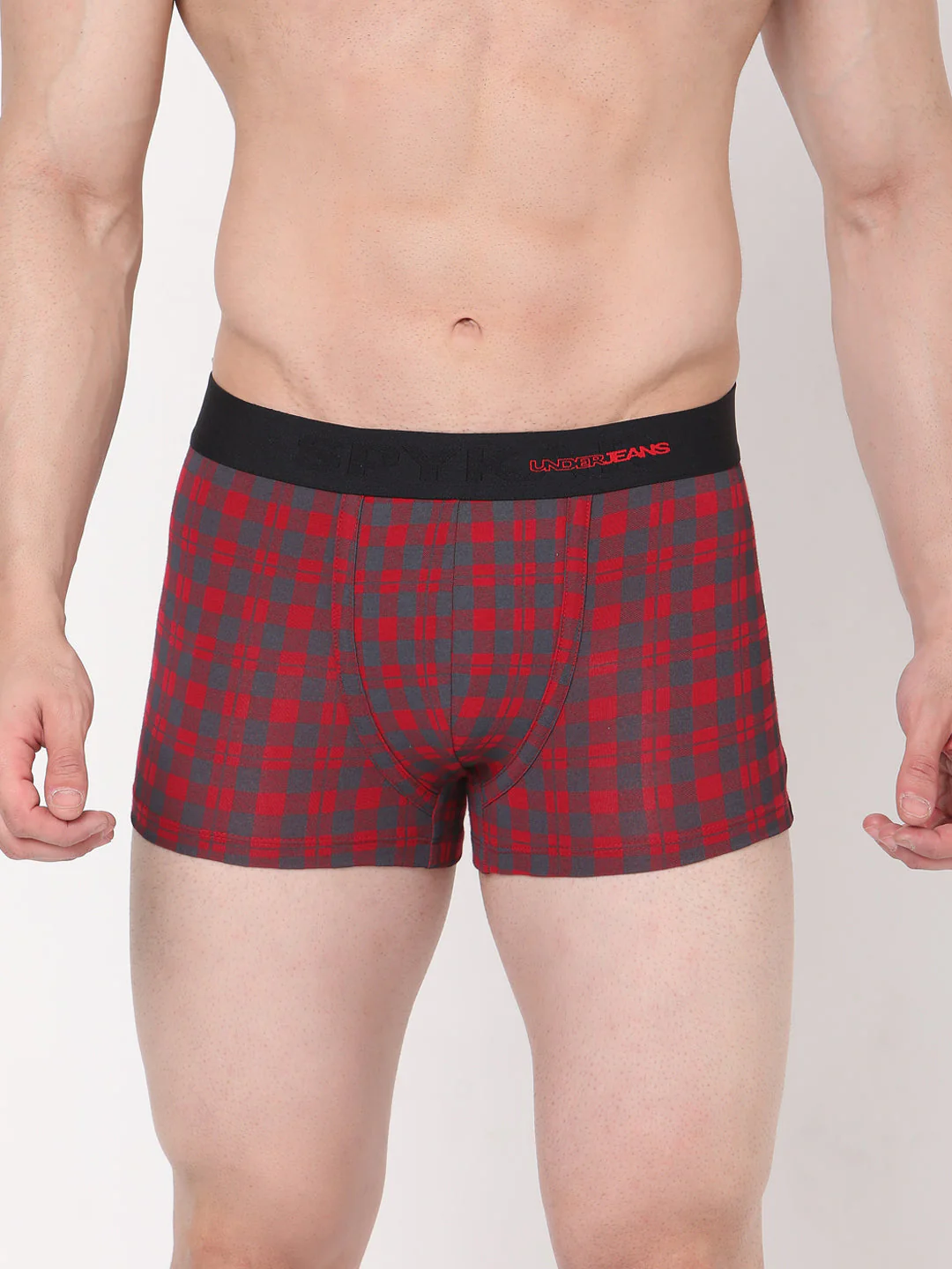 Underjeans Maroon-Check Cotton Blend Trunk - Image 6