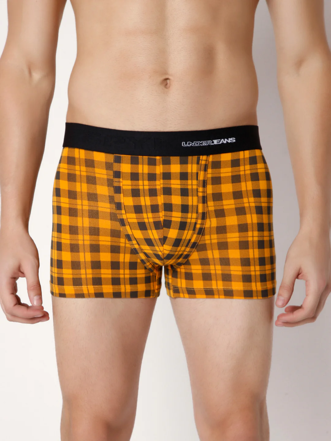 Underjeans Orange Check Cotton Blend Trunk
