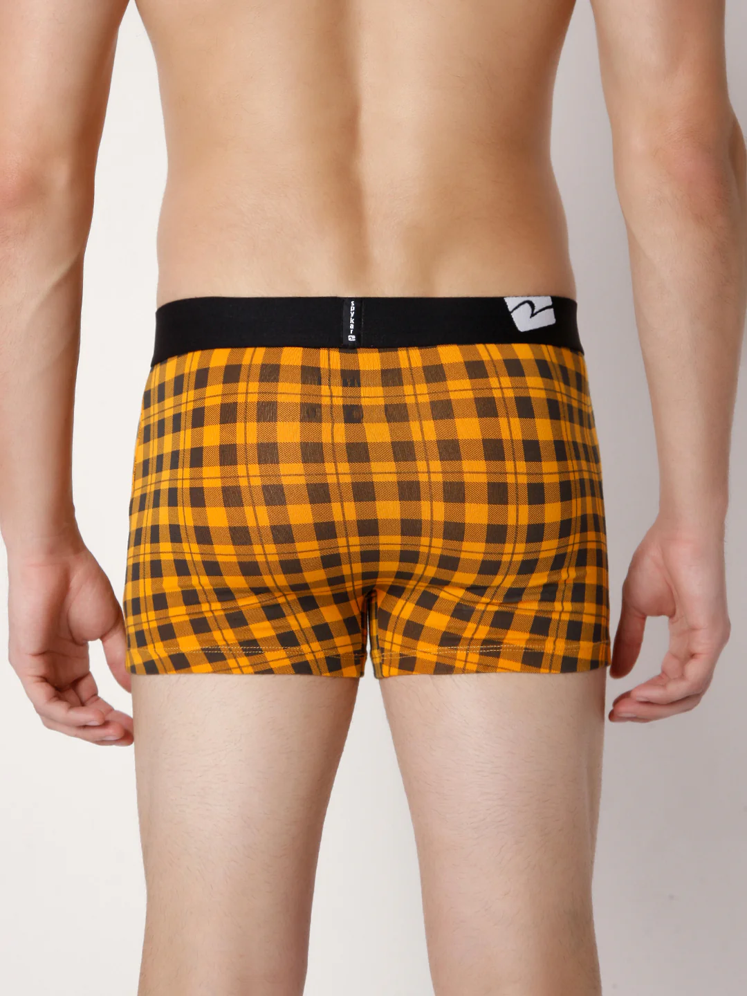 Underjeans Orange Check Cotton Blend Trunk - Image 2