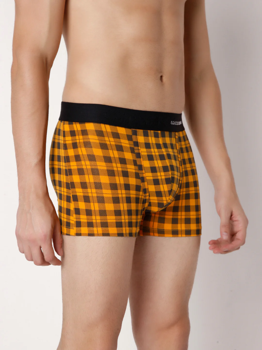 Underjeans Orange Check Cotton Blend Trunk - Image 3
