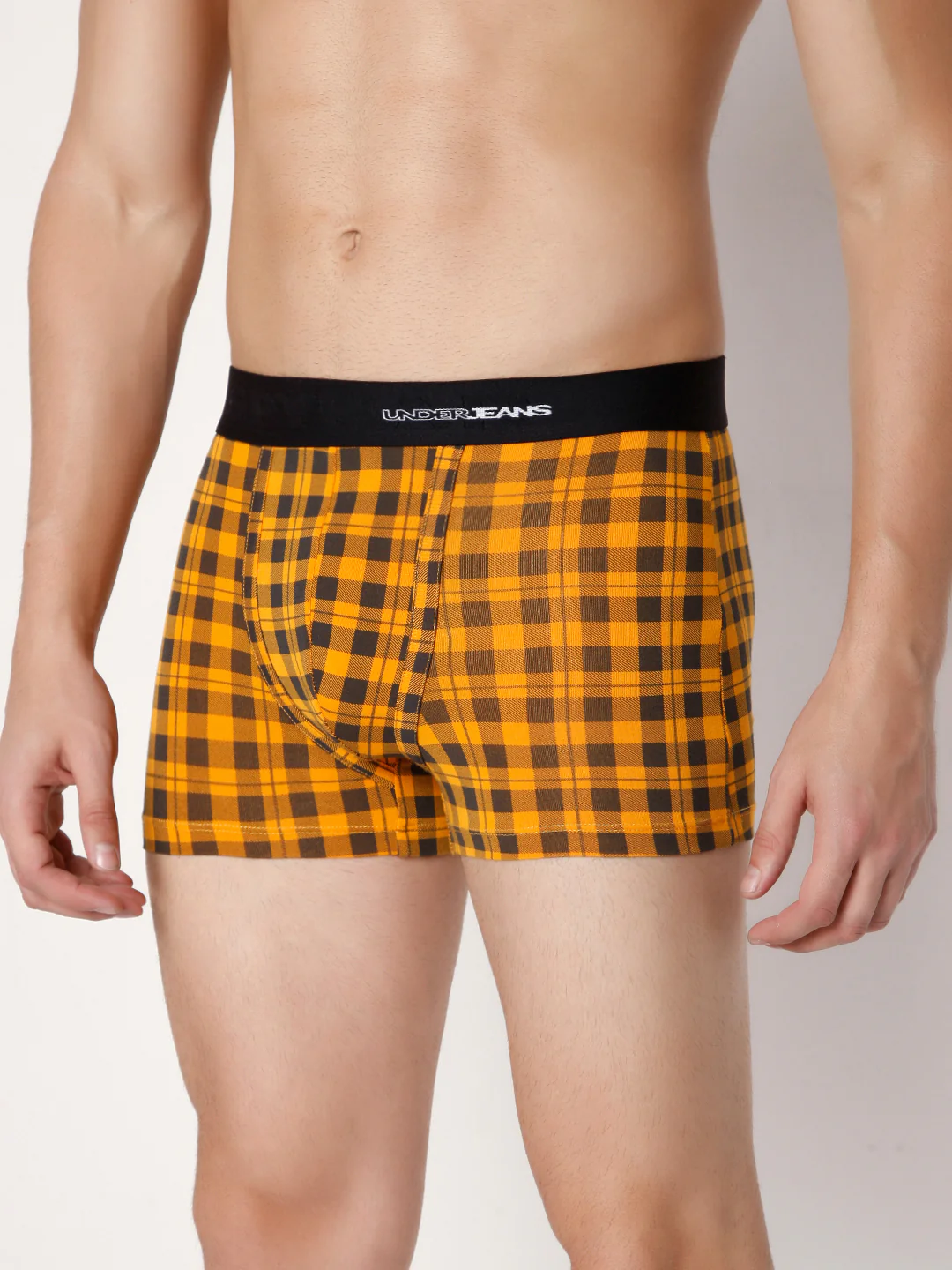 Underjeans Orange Check Cotton Blend Trunk - Image 4