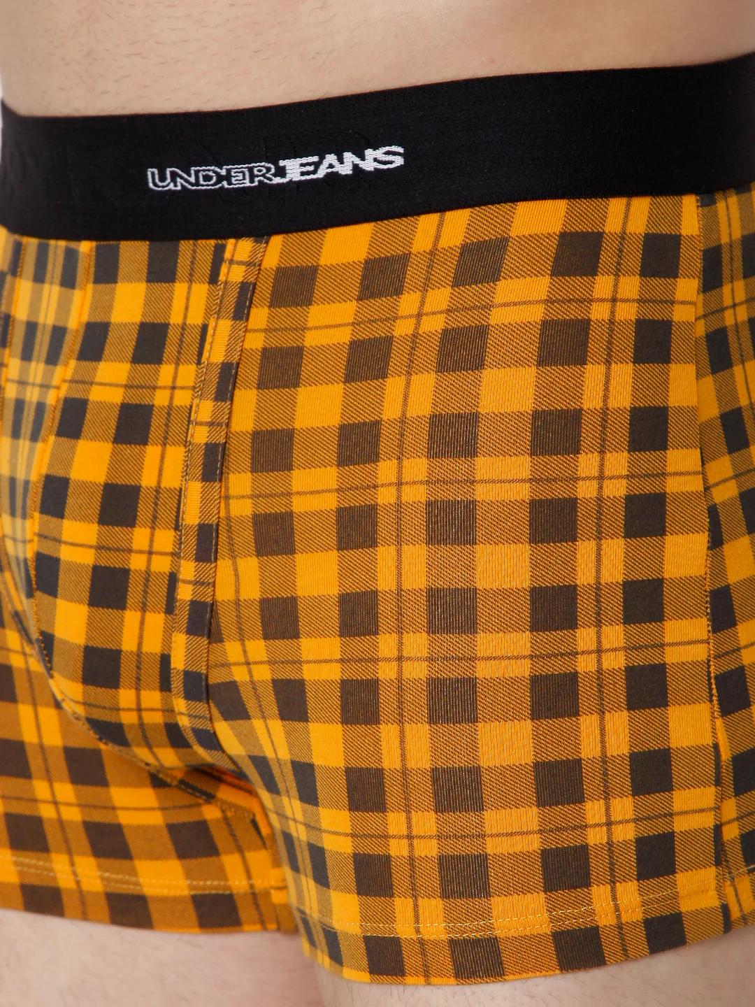 Underjeans Orange Check Cotton Blend Trunk - Image 5