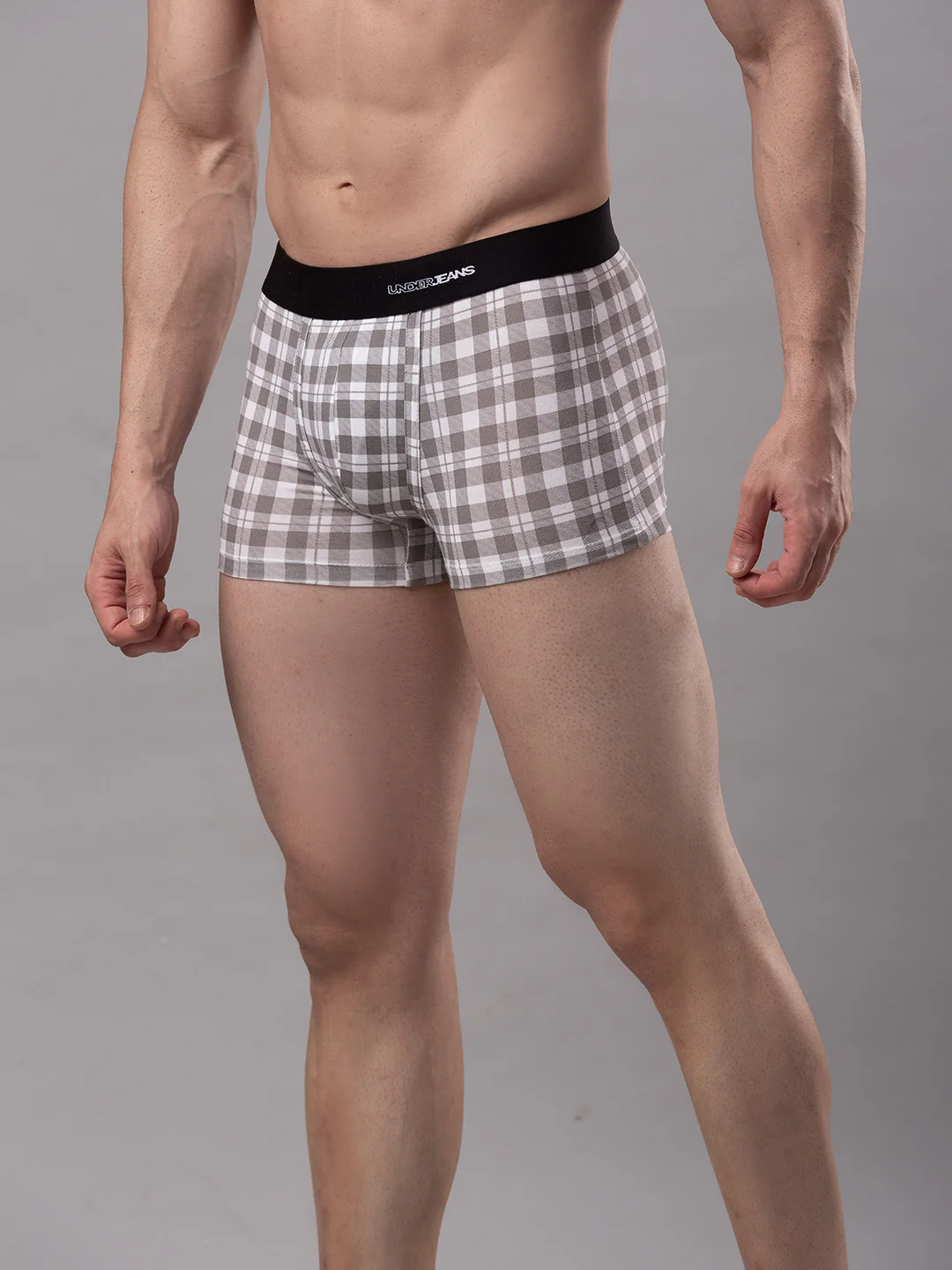 Underjeans White-Check Cotton Blend Trunk - Image 4