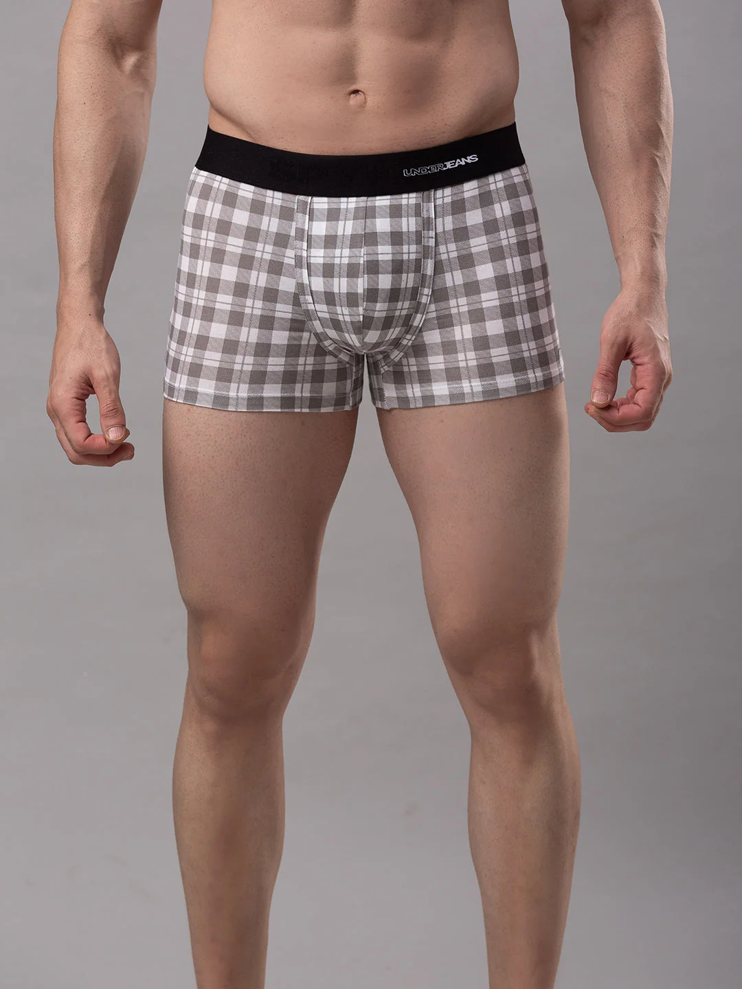 Underjeans White-Check Cotton Blend Trunk - Image 6