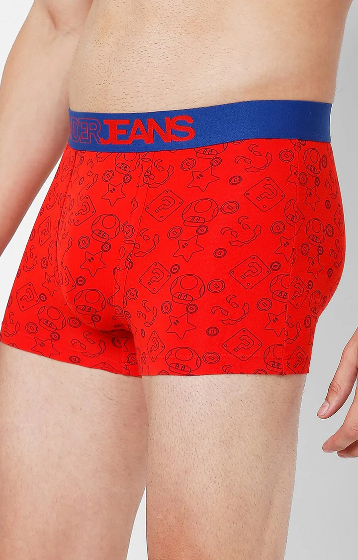 Underjeans Red Cotton Blend Print Trunk - Image 4