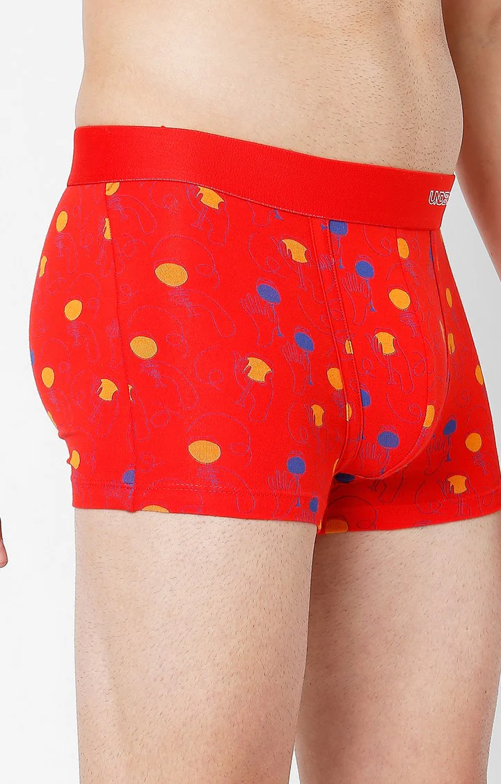 Underjeans Red Cotton Blend Print Trunk - Image 2