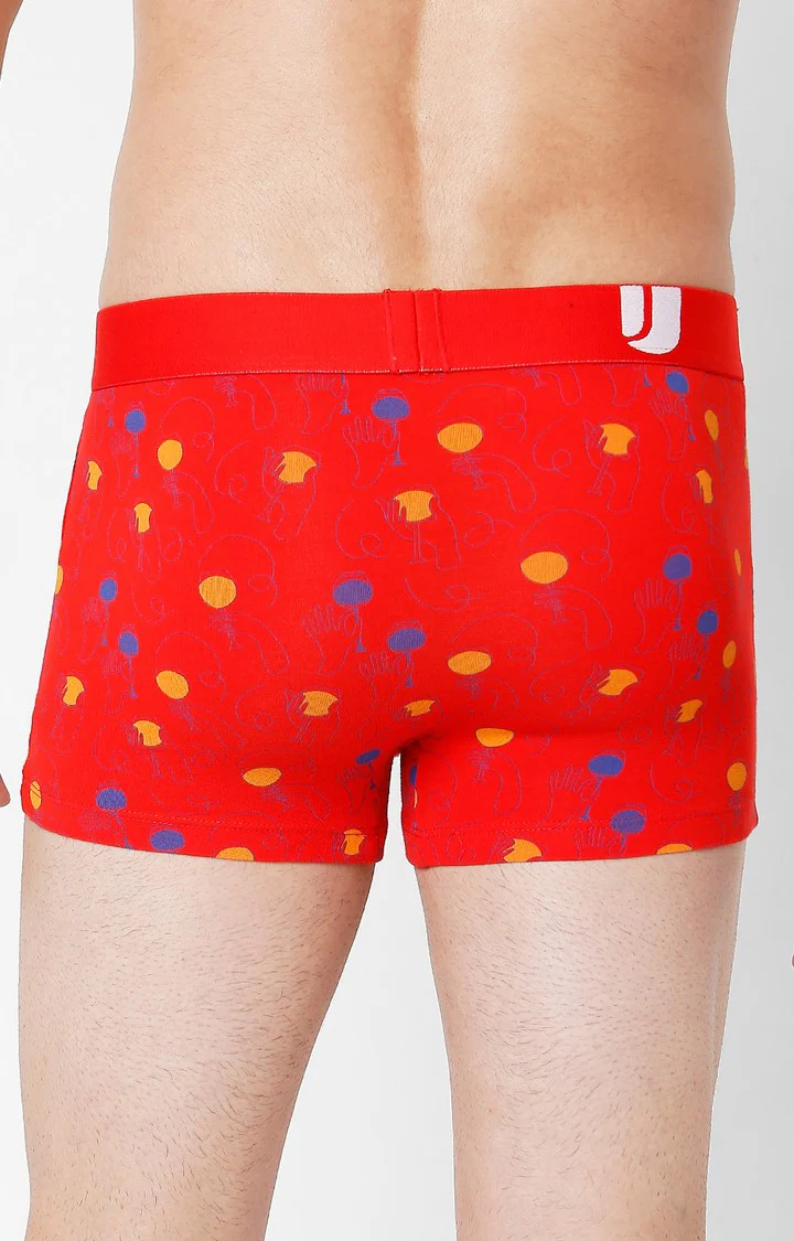 Underjeans Red Cotton Blend Print Trunk - Image 5