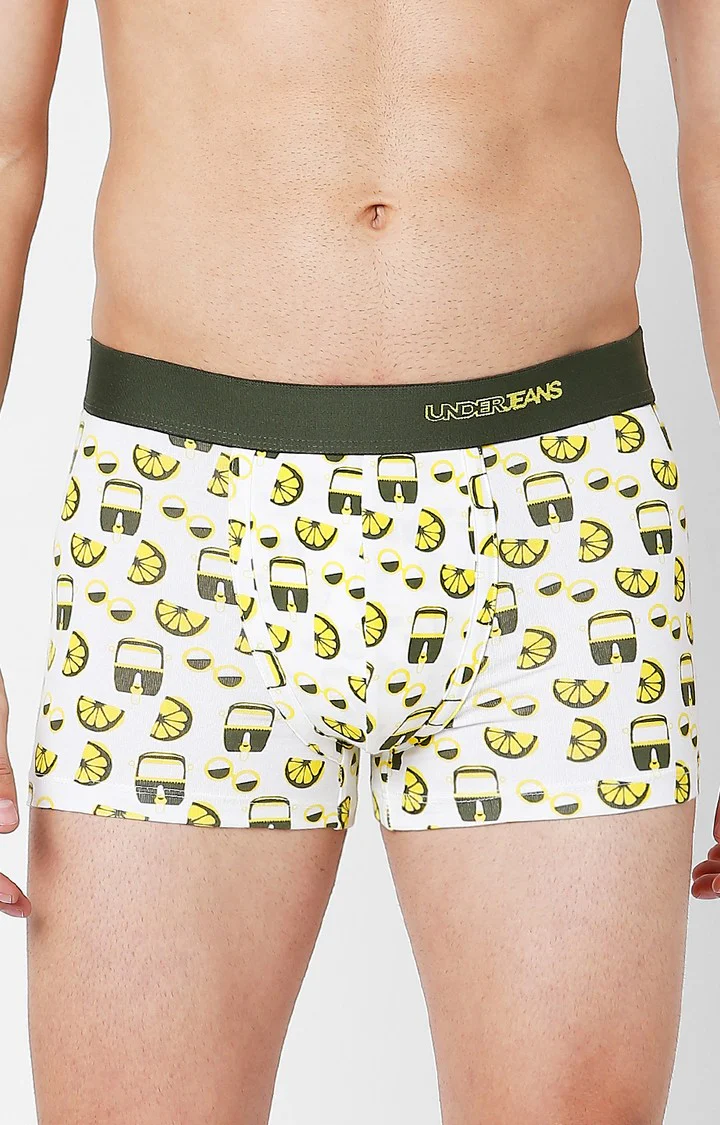 Underjeans Olive Cotton Blend Print Trunk