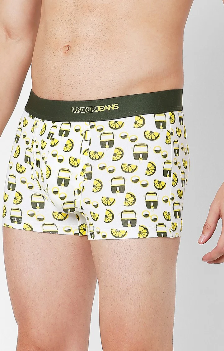 Underjeans Olive Cotton Blend Print Trunk - Image 3