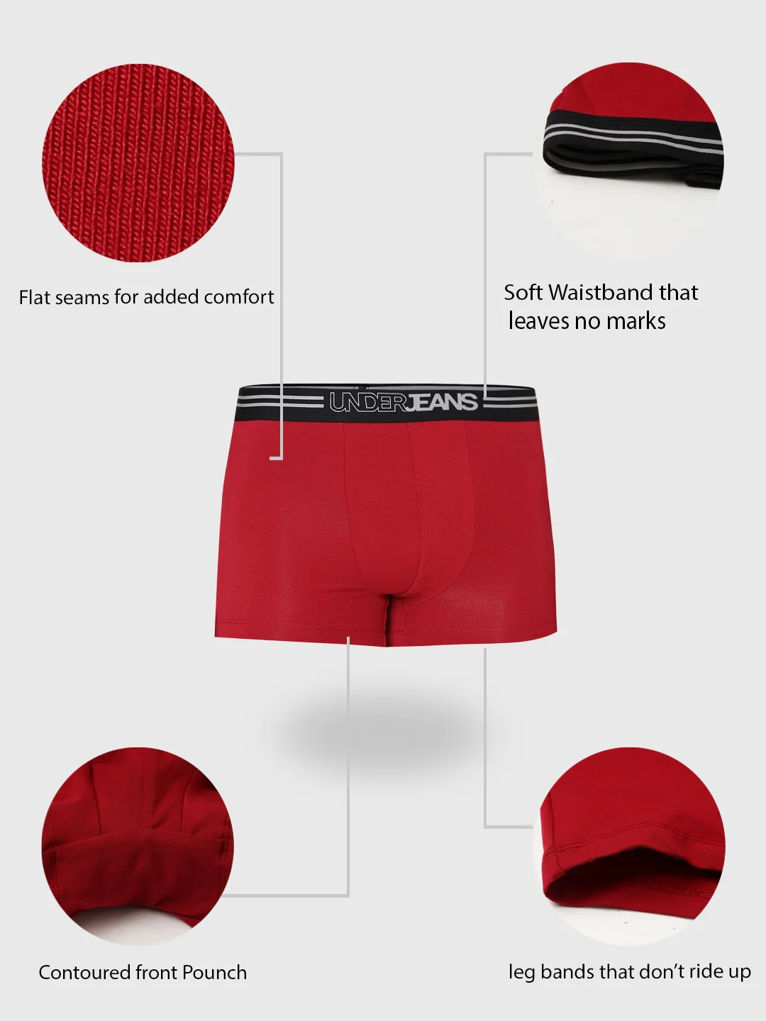 Underjeans Maroon Regular Fit Trunk - Image 8