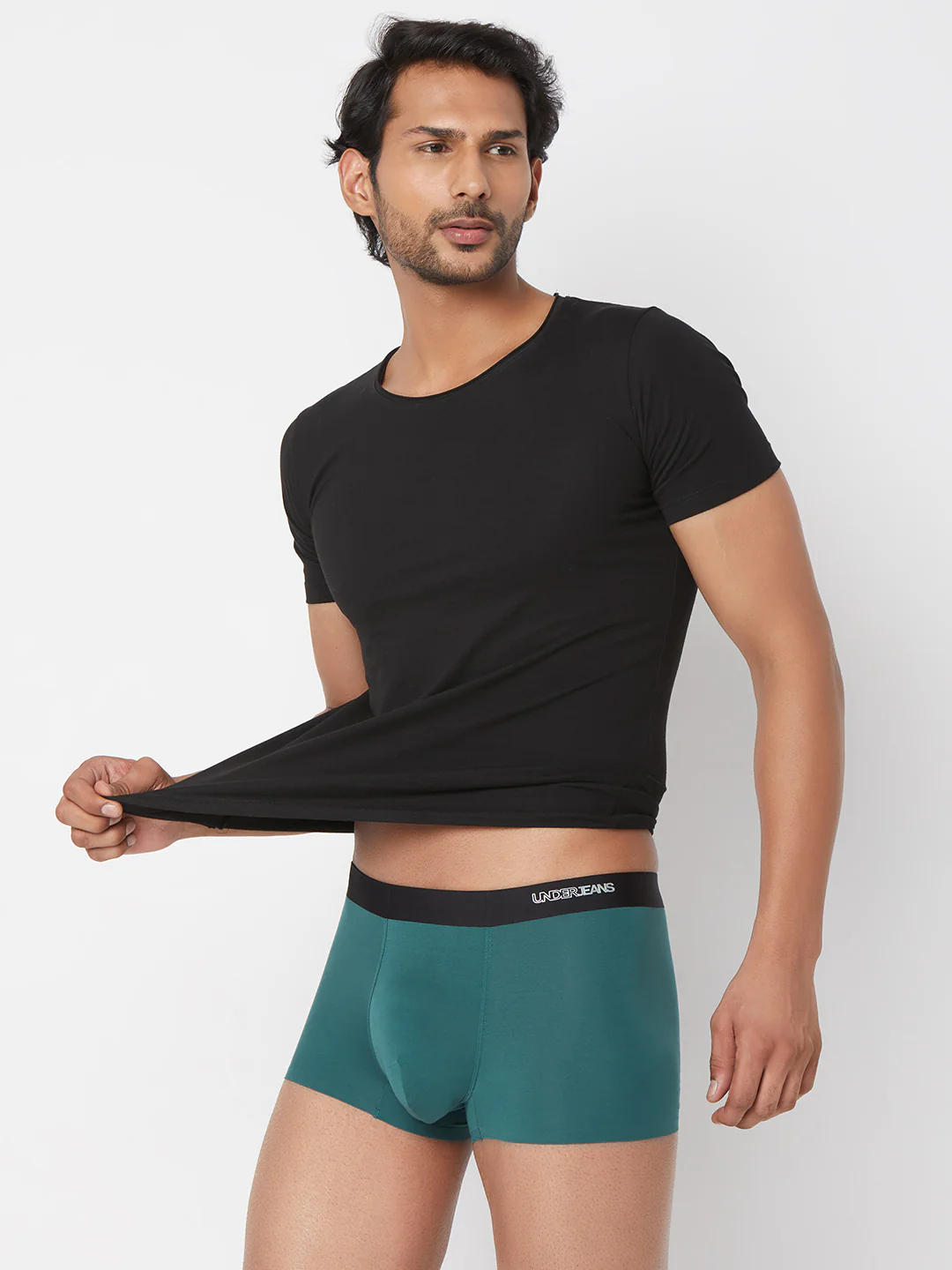 Underjeans Green Solid Elastic Trunk