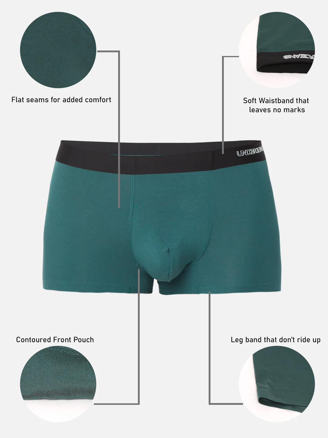 Underjeans Green Solid Elastic Trunk - Image 7
