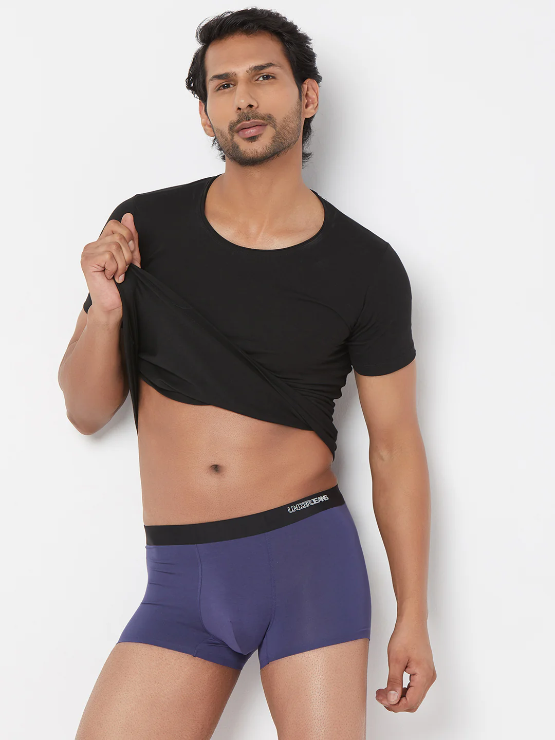 Underjeans Navy Solid Elastic Trunk