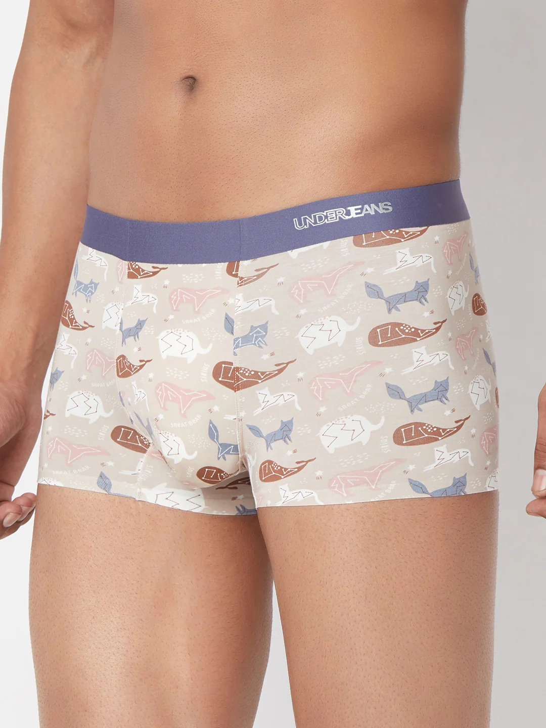 Underjeans Beige Print Elastic Trunk - Image 3