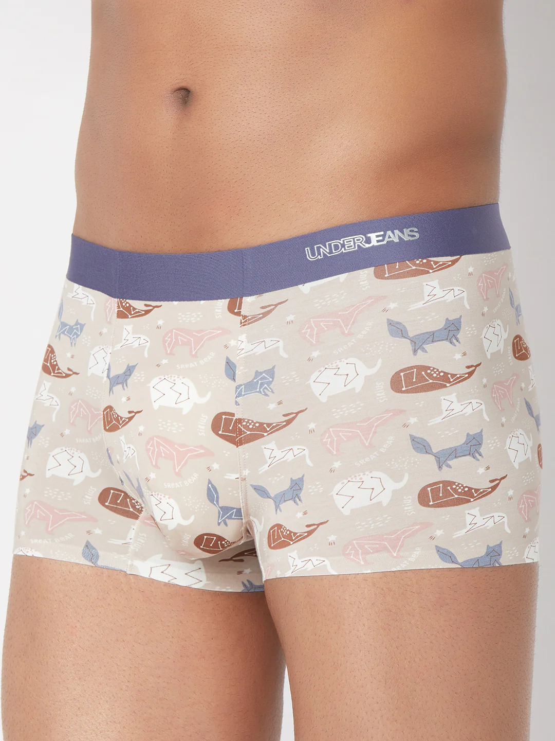 Underjeans Beige Print Elastic Trunk - Image 6