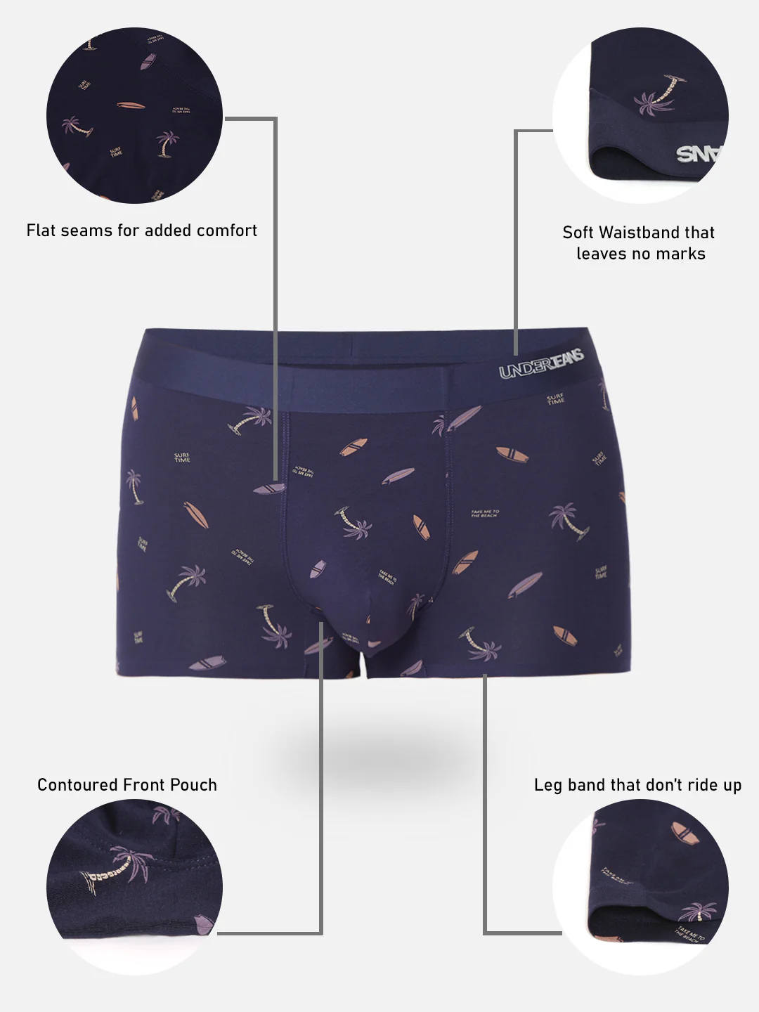 Underjeans Navy Print Elastic Trunk - Image 7