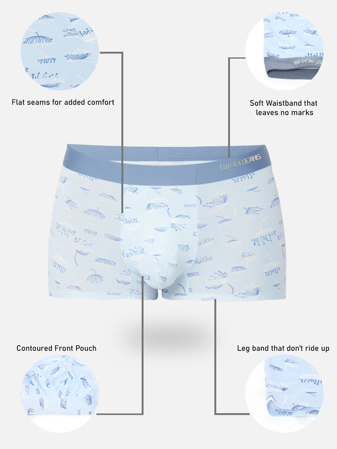 Underjeans Sky Blue Print Elastic Trunk - Image 7