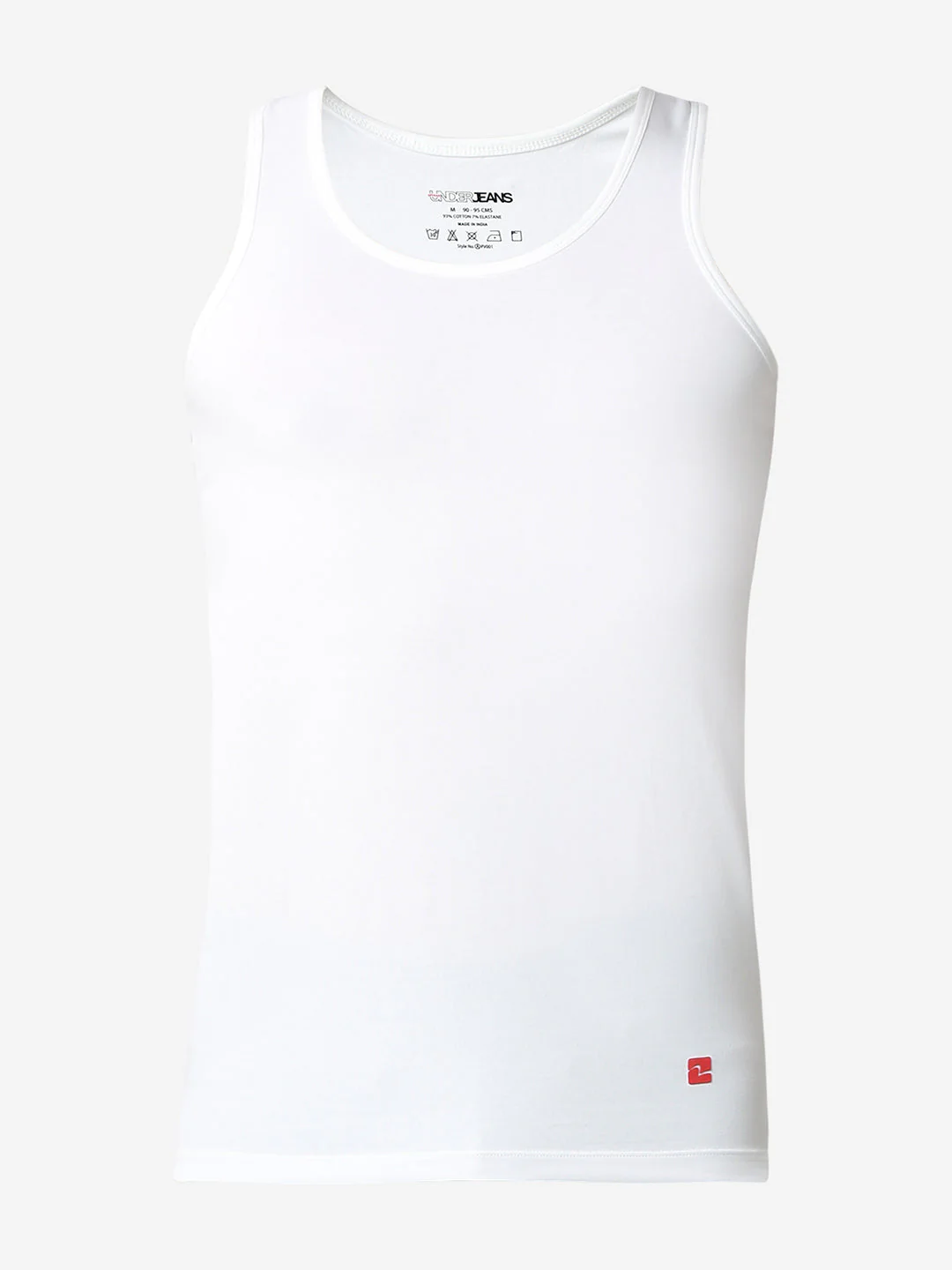 Underjeans Pack of 2 White Round Neck Solid Vests - Image 8