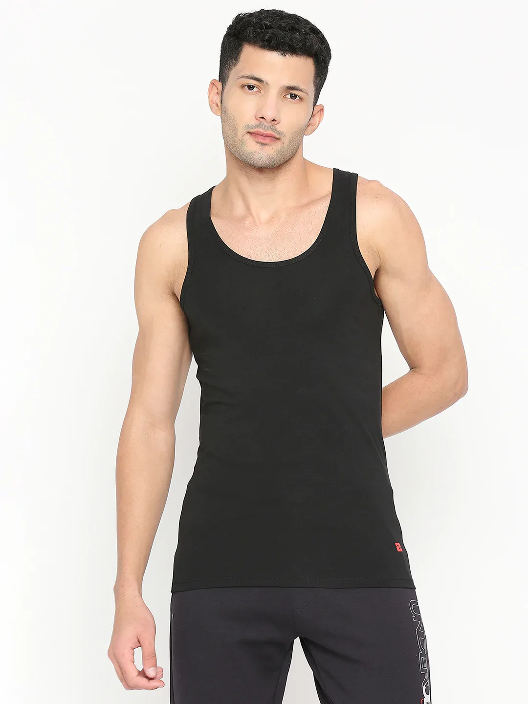 Underjeans Black Cotton Blend Vest - Image 2