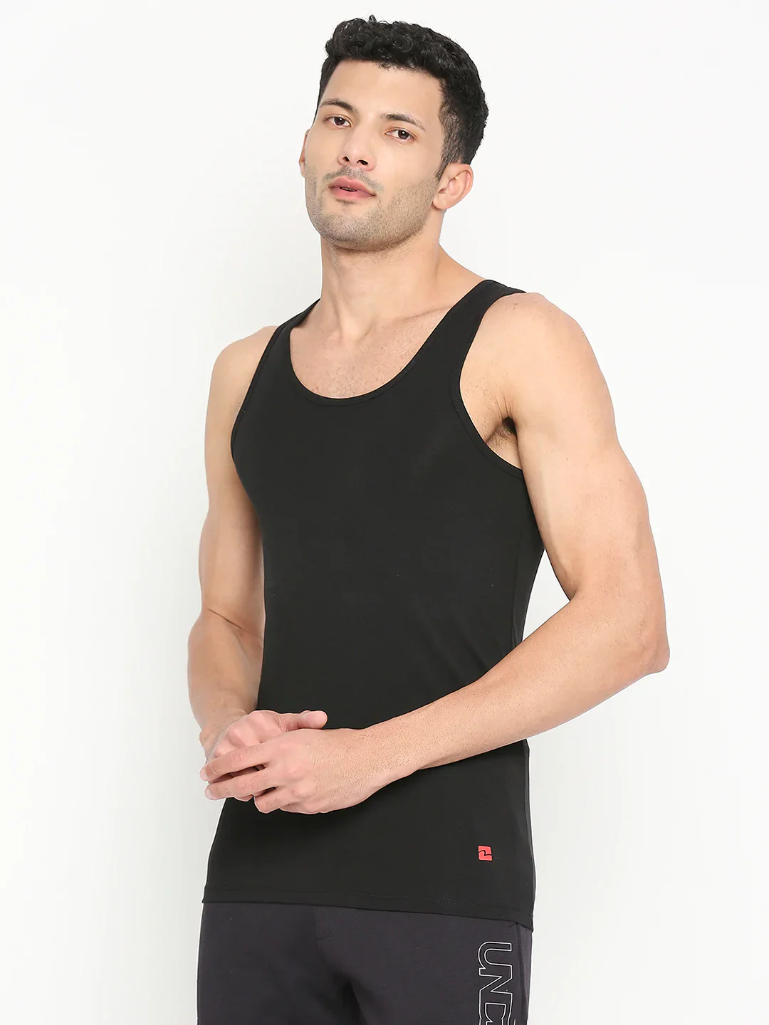 Underjeans Black Cotton Blend Vest - Image 3