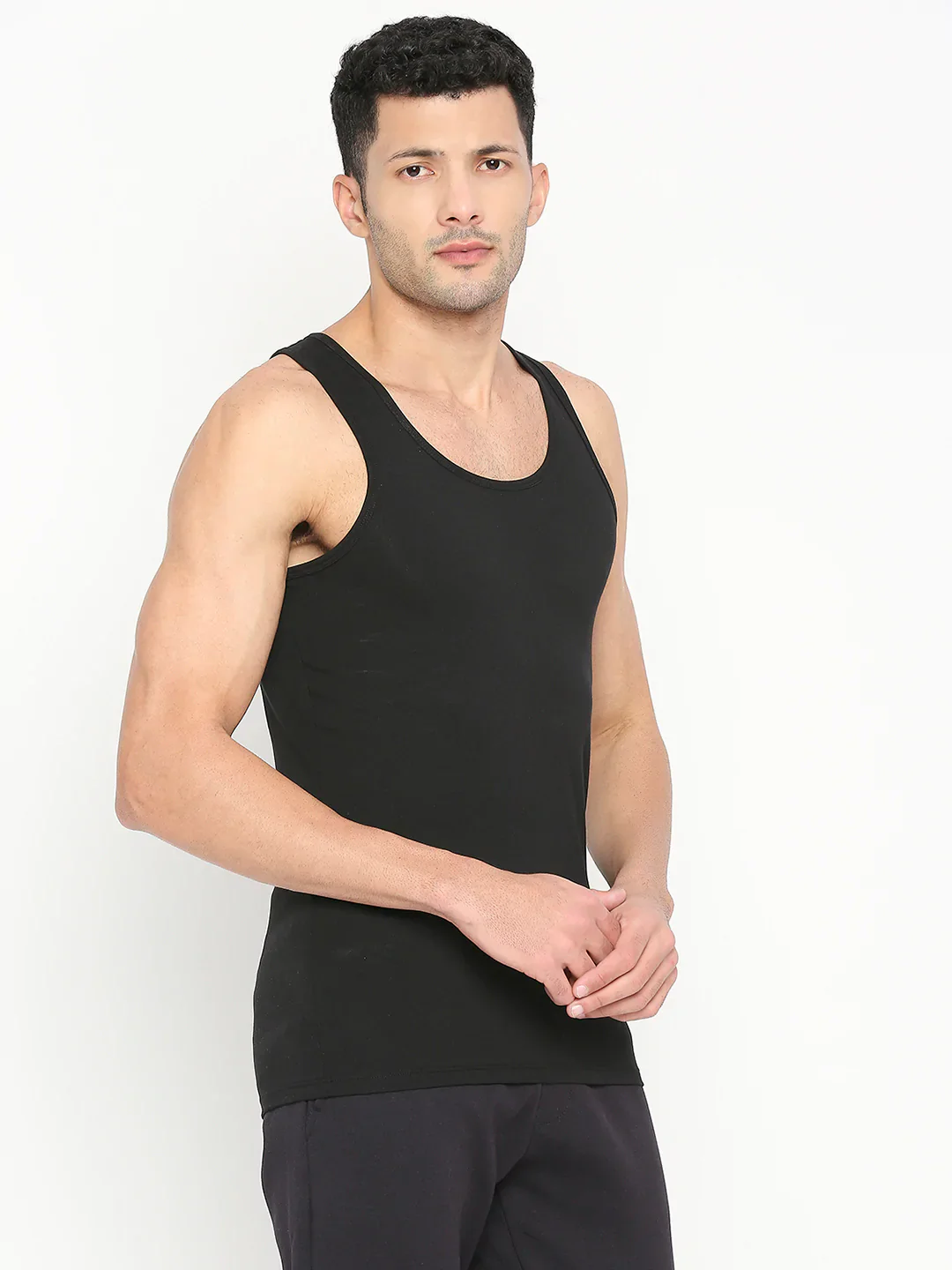 Underjeans Black Cotton Blend Vest - Image 4