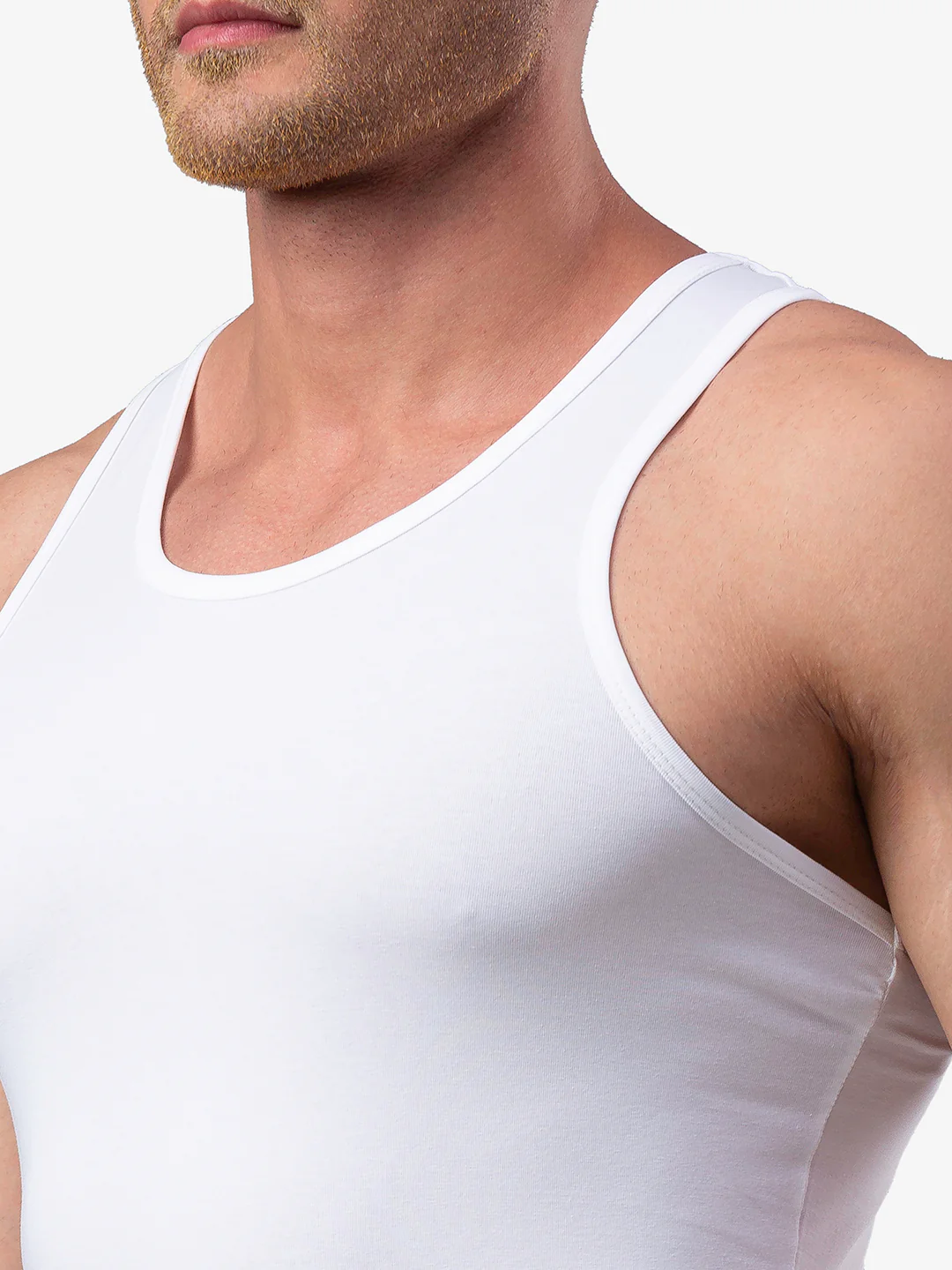 Underjeans White Cotton Round Neck Vest - Image 5