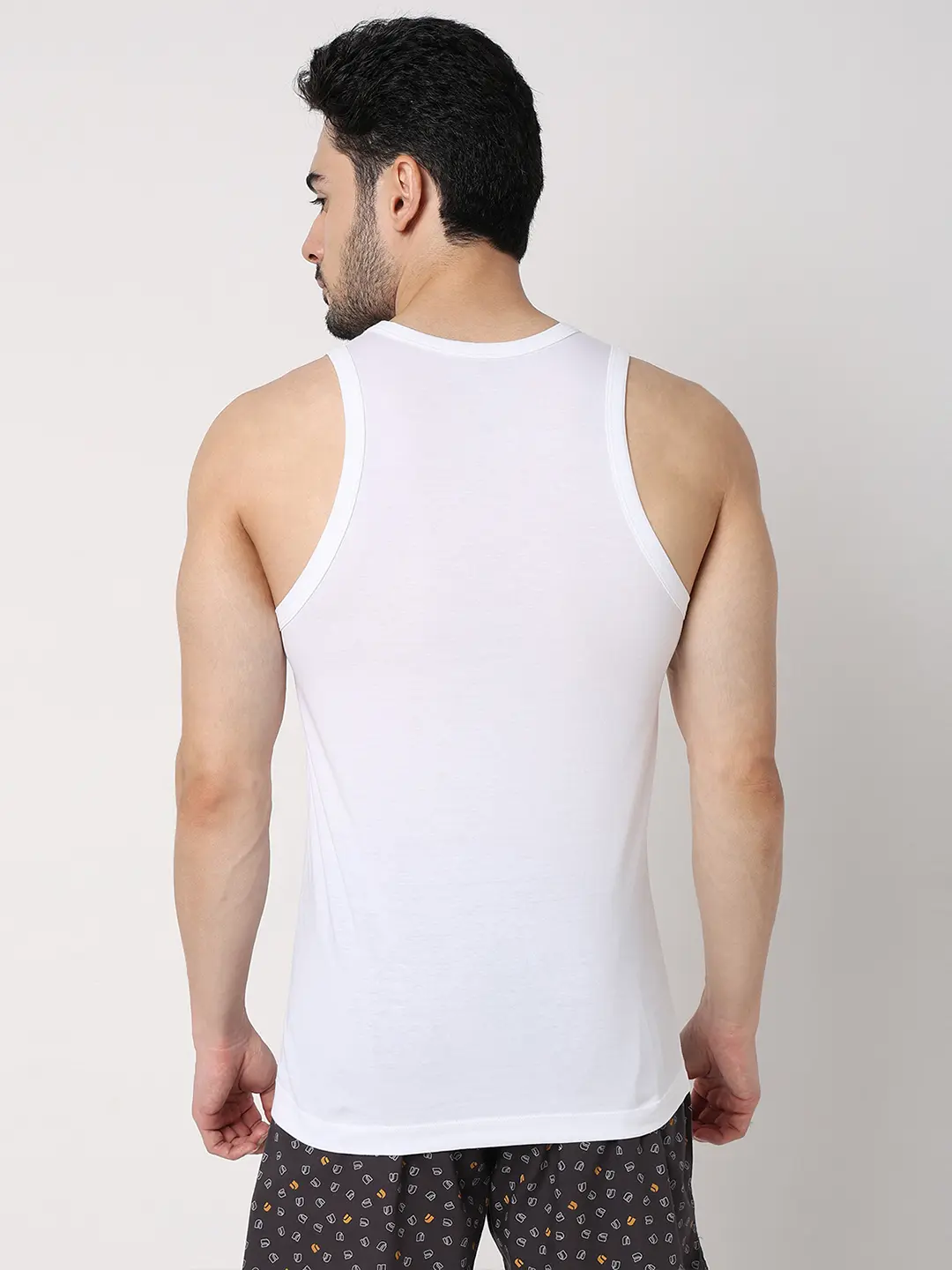 Underjeans White Cotton Blend Regular Fit Vest - Image 4