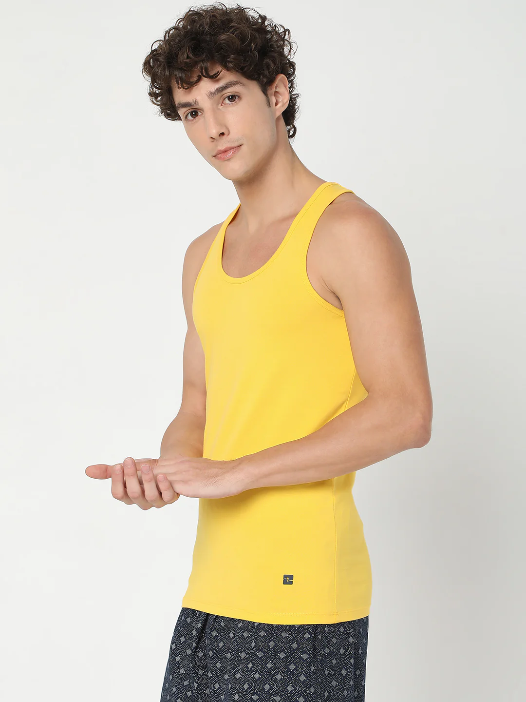 Underjeans Yellow Cotton Blend Vest - Image 2