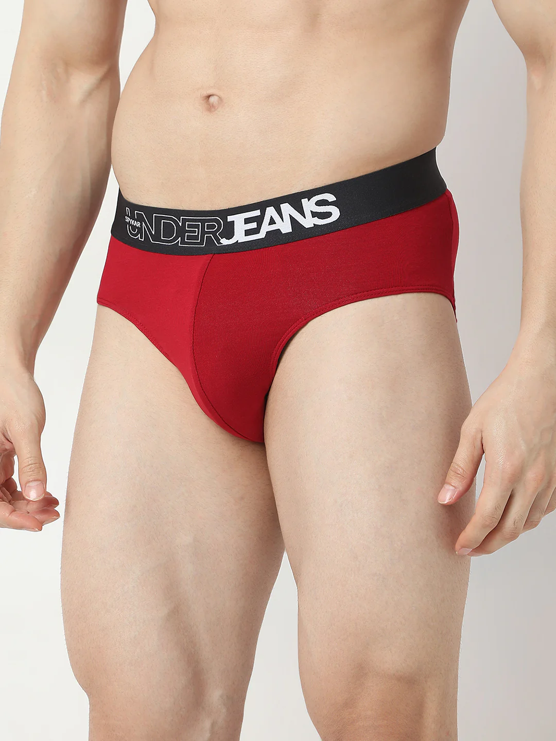 Underjeans Pack Of 2 Maroon Olive Mid Rise Solid Briefs - Image 2