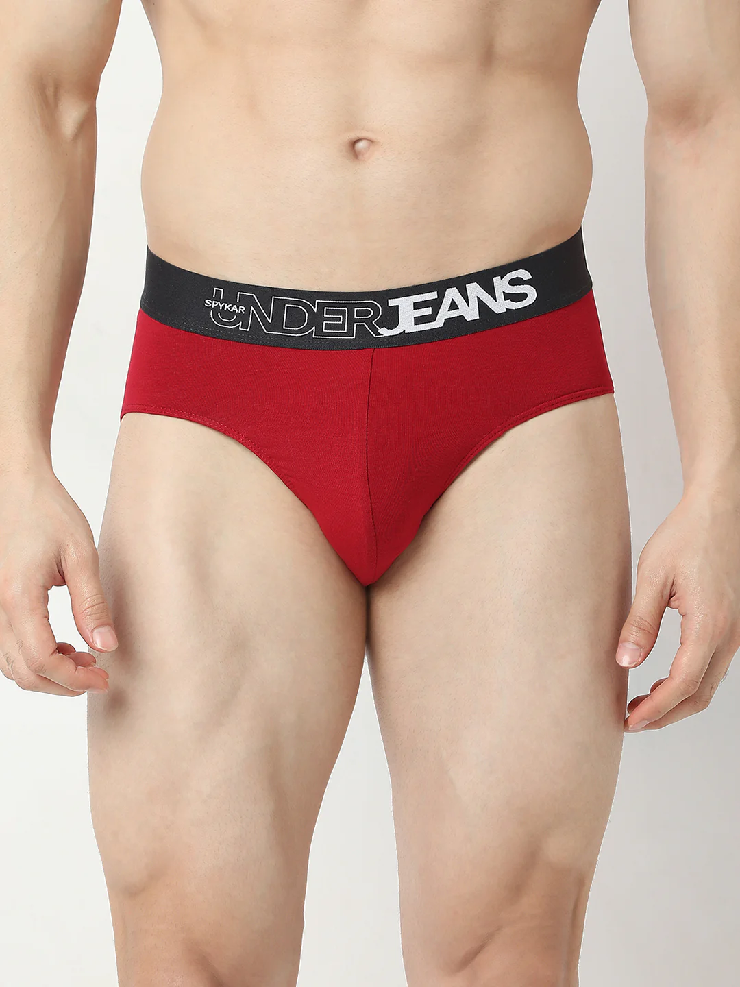Underjeans Pack Of 2 Maroon Olive Mid Rise Solid Briefs - Image 3